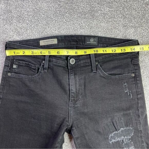 Ag Adriano Goldschmied Jeans Women's 28 Black Super Skinny Ankle Low Rise Ripped - Picture 9 of 13